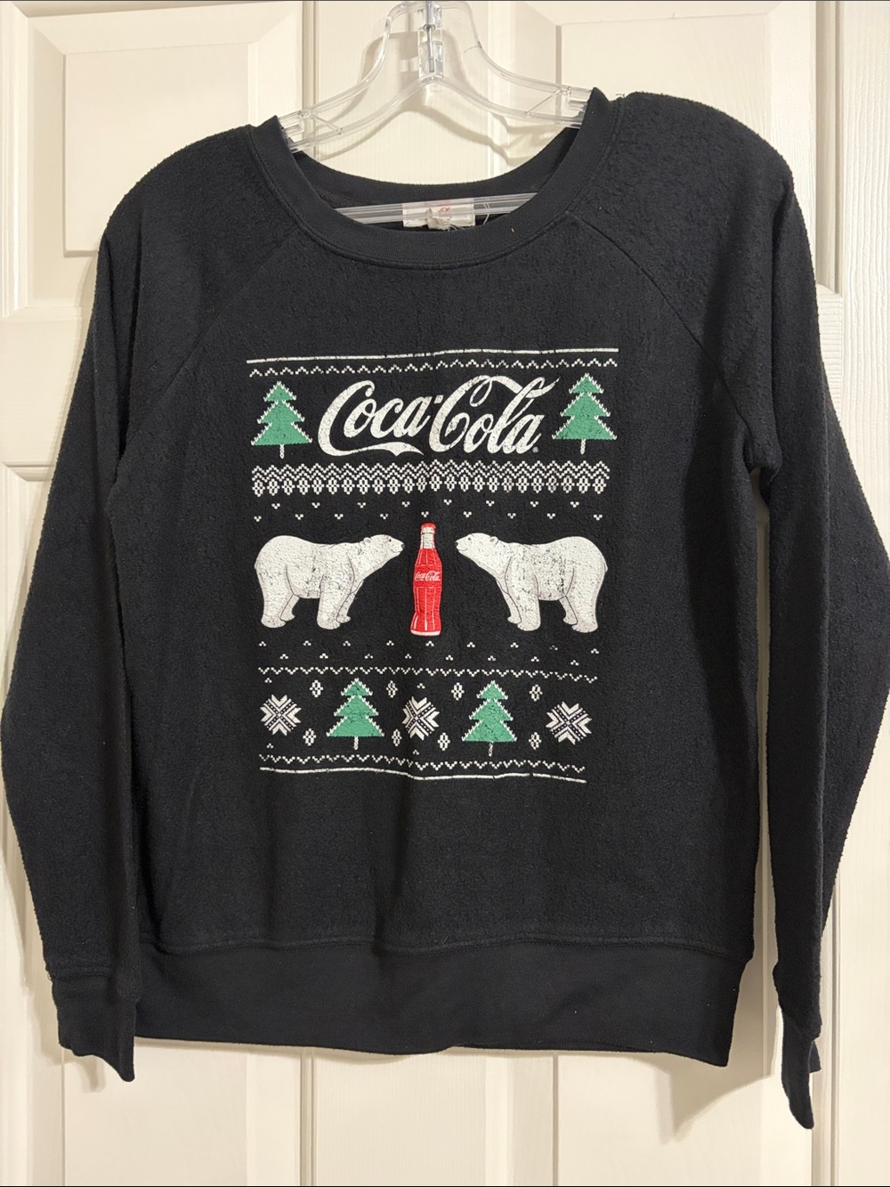 Coca Cola Black Crewneck Sweatshirt with Polar Bear & Bottle Graphic